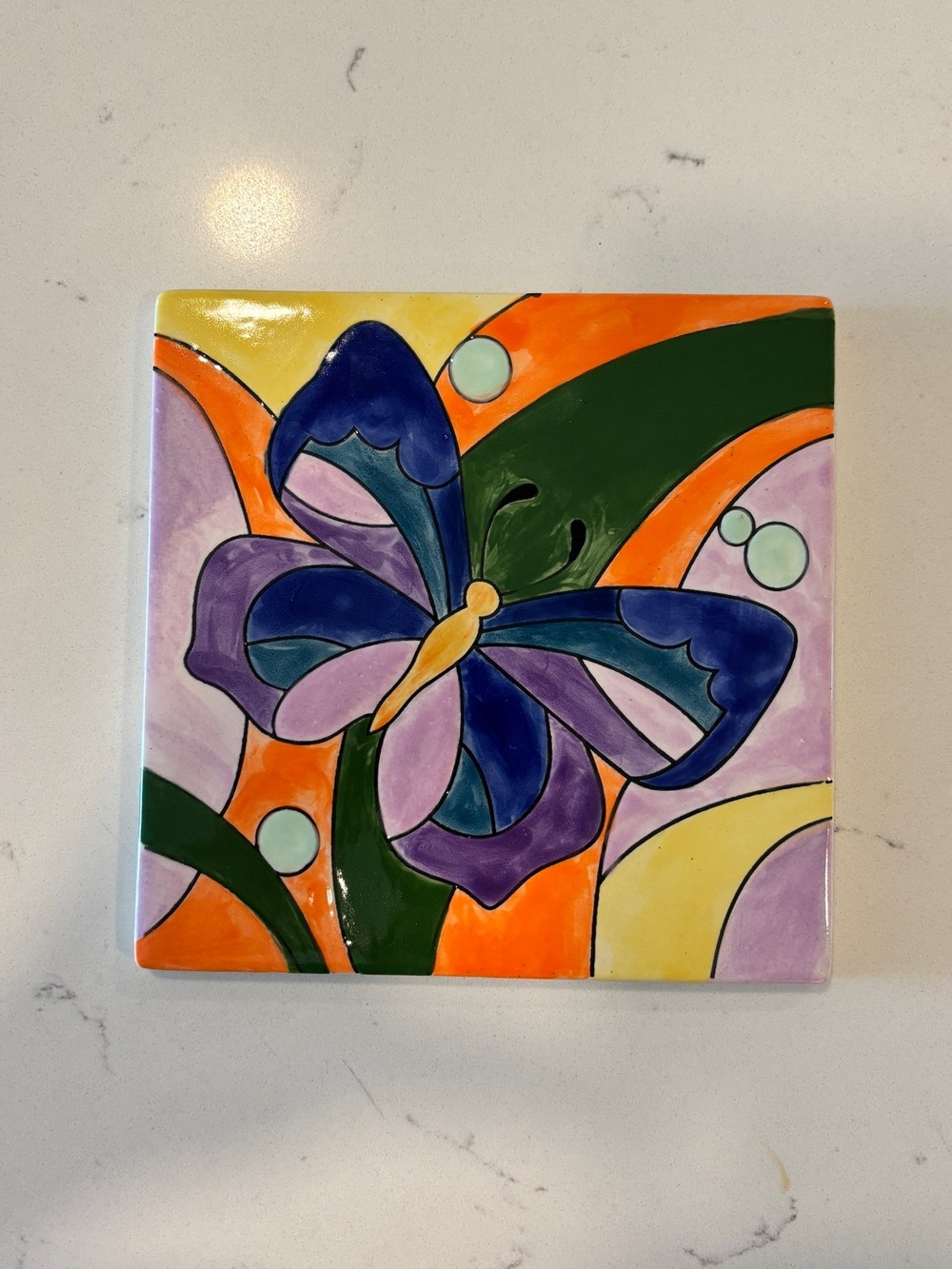Unique hand painted Butterfly Poetry Tile
6inx6in